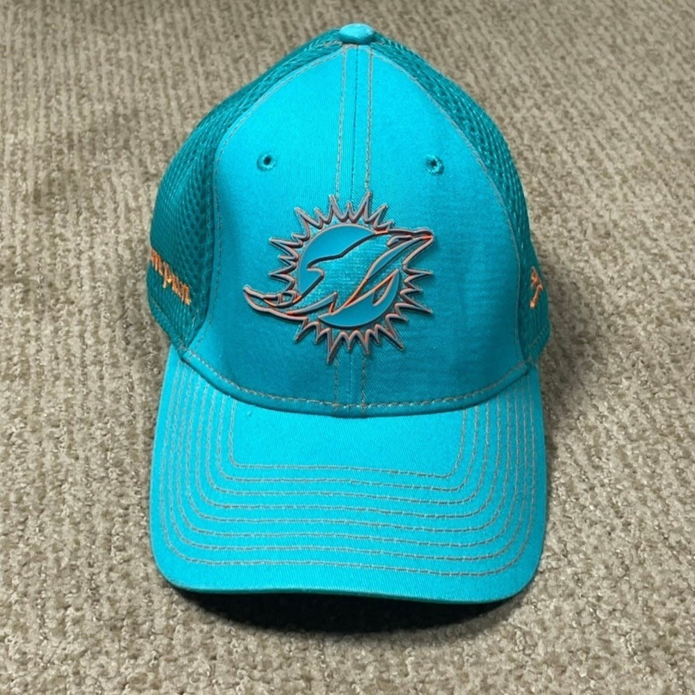 New Era Miami Dolphins Hat Mens OSFM Aqua Teal Mesh 39THIRTY Stretch Fit Cap